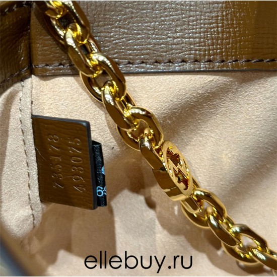 Gucci Horsebit 1955, Baguette, Monogram, Gold, Model: 735178, Size: 24x12x6cm