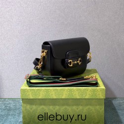 Gucci Horsebit 1955 Mini Bag, Black, Full Leather, Model: 658574, Size: 20.5x14.5x5.5cm