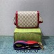 Gucci Horsebit 1955 Mini Bag, Red, Monogram, Model: 658574, Size: 20.5x14.5x5.5cm