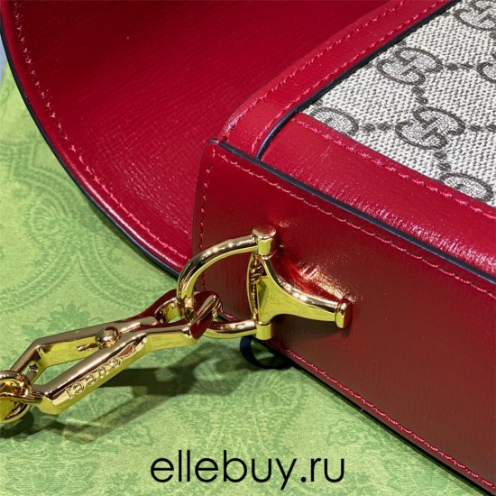 Gucci Horsebit 1955 Mini Bag, Red, Monogram, Model: 658574, Size: 20.5x14.5x5.5cm