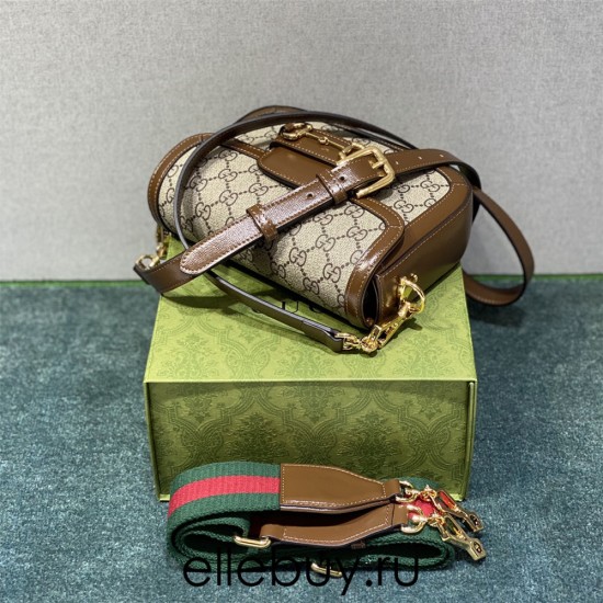 Gucci Horsebit 1955 Mini Bag, Brown, Monogram, Model: 658574, Size: 20.5x14.5x5.5cm