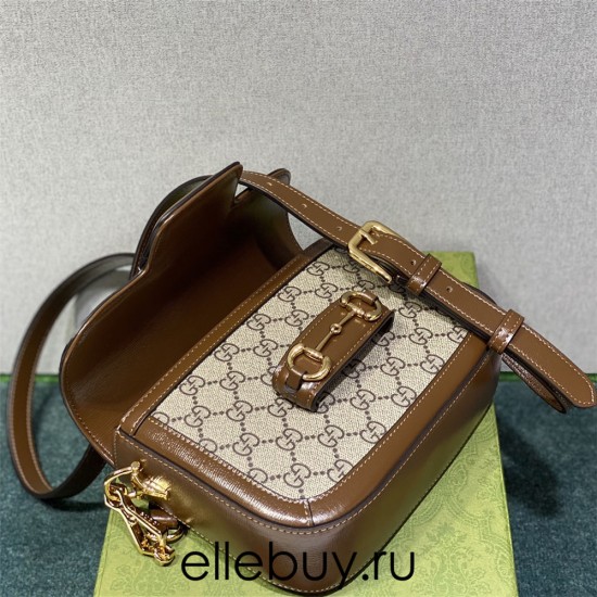 Gucci Horsebit 1955 Mini Bag, Brown, Monogram, Model: 658574, Size: 20.5x14.5x5.5cm