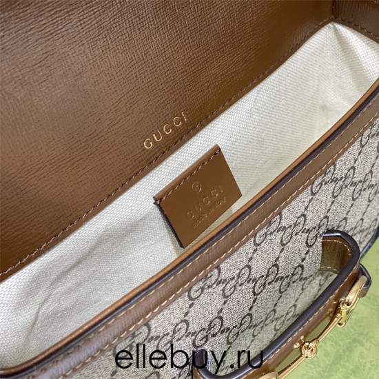 Gucci Horsebit 1955 Mini Bag, Brown, Monogram, Model: 658574, Size: 20.5x14.5x5.5cm