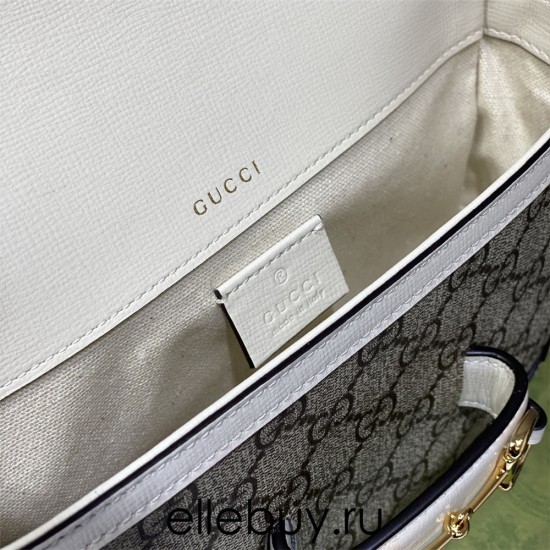 Gucci Horsebit 1955 Mini Bag, White, Monogram, Model: 658574, Size: 20.5x14.5x5.5cm