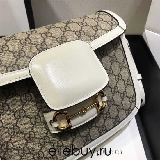 Gucci Horsebit 1955 Medium, 25, White, Monogram, Model: 602204, Size: 25x18x8cm