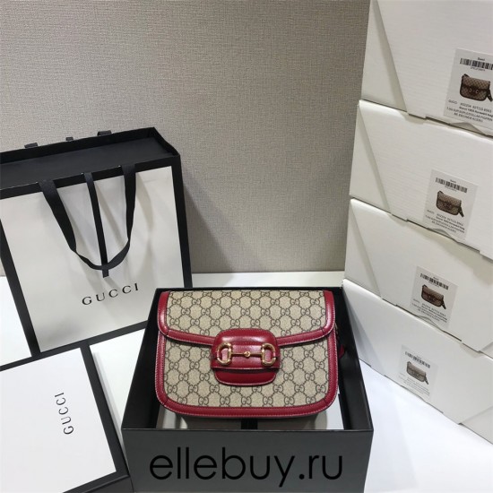 Gucci Horsebit 1955 Medium, 25, Red, Monogram, Model: 602204, Size: 25x18x8cm