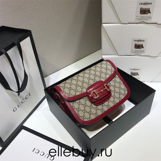 Gucci Horsebit 1955 Medium, 25, Red, Monogram, Model: 602204, Size: 25x18x8cm