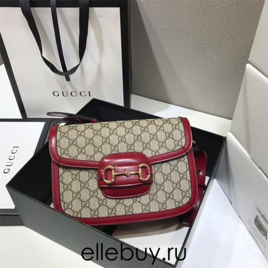 Gucci Horsebit 1955 Medium, 25, Red, Monogram, Model: 602204, Size: 25x18x8cm