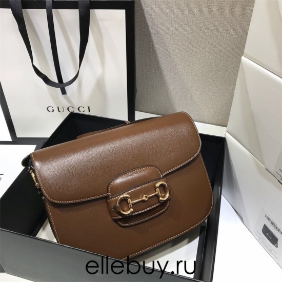 Gucci Horsebit 1955 Medium, 25, Brown, Full Leather, Model: 602204, Size: 25x18x8cm