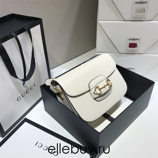 Gucci Horsebit 1955 Medium, 25, White, Full Leather, Model: 602204, Size: 25x18x8cm