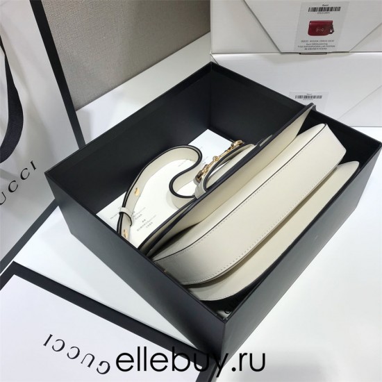 Gucci Horsebit 1955 Medium, 25, White, Full Leather, Model: 602204, Size: 25x18x8cm