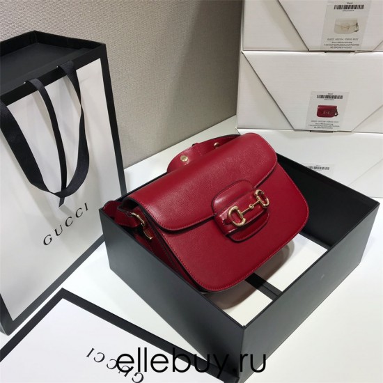 Gucci Horsebit 1955 Medium, 25, Red, Full Leather, Model: 602204, Size: 25x18x8cm