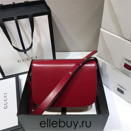 Gucci Horsebit 1955 Medium, 25, Red, Full Leather, Model: 602204, Size: 25x18x8cm