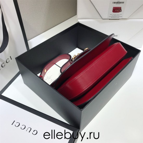 Gucci Horsebit 1955 Medium, 25, Red, Full Leather, Model: 602204, Size: 25x18x8cm