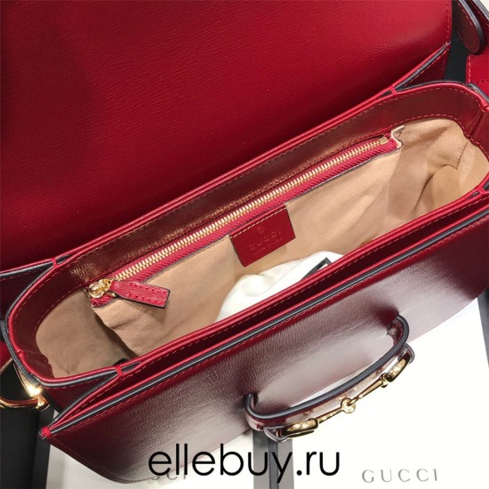 Gucci Horsebit 1955 Medium, 25, Red, Full Leather, Model: 602204, Size: 25x18x8cm