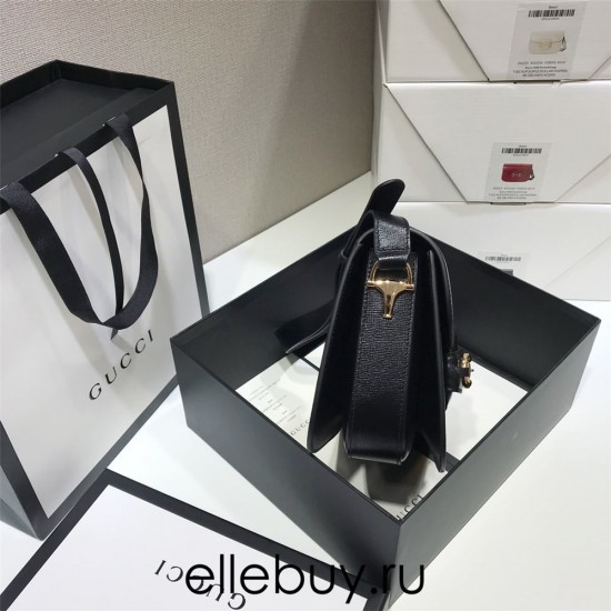 Gucci Horsebit 1955 Medium, 25, Black, Full Leather, Model: 602204, Size: 25x18x8cm