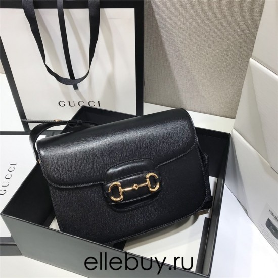 Gucci Horsebit 1955 Medium, 25, Black, Full Leather, Model: 602204, Size: 25x18x8cm