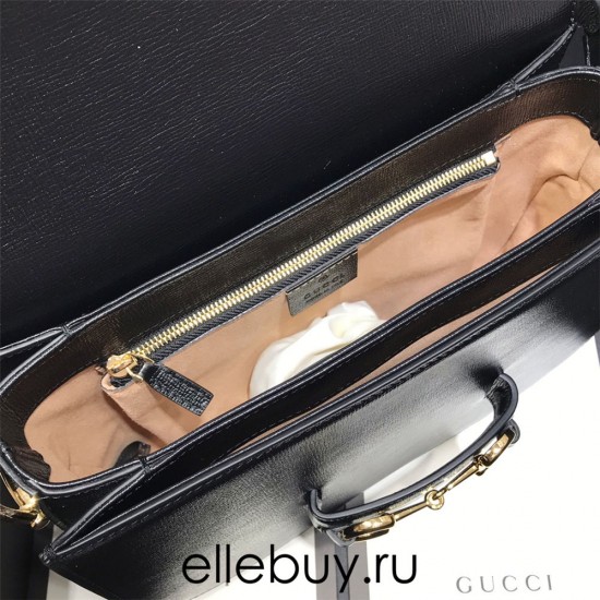 Gucci Horsebit 1955 Medium, 25, Black, Full Leather, Model: 602204, Size: 25x18x8cm