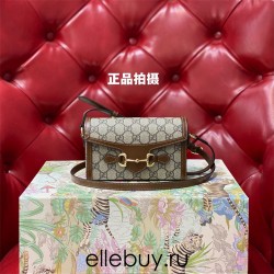 Gucci 1955 Horsebit Mini, 18, Brown, Monogram, Model: 699296, Size: 18x12x5cm