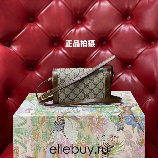 Gucci 1955 Horsebit Mini, 18, Brown, Monogram, Model: 699296, Size: 18x12x5cm