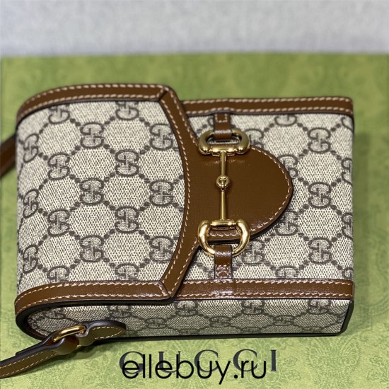 Gucci 1955 Horsebit Mini, 17, Phone Case, Brown, Monogram, Model: 625615, Size: 11.5x17x4cm