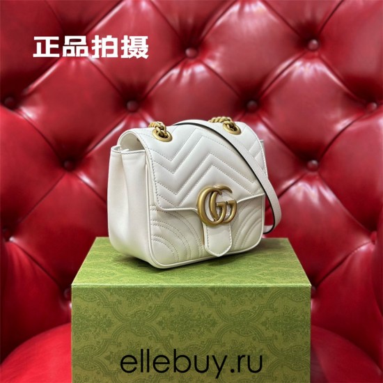 Gucci GG Marmont 2.0, White, 18cm, Model: 739682, Size: 18x13.5x8cm