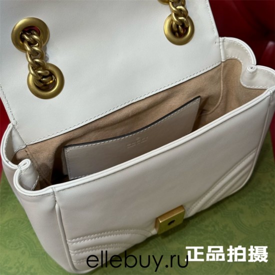 Gucci GG Marmont 2.0, White, 18cm, Model: 739682, Size: 18x13.5x8cm