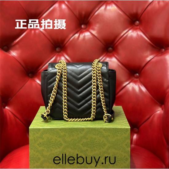 Gucci GG Marmont 2.0, Black, 18cm, Model: 739682, Size: 18x13.5x8cm