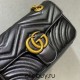 Gucci GG Marmont, 22, Black, Gold Hardware, Model: 446744, Size: 22x13x6cm