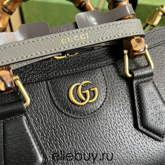 Gucci Bamboo Diana, Black, Full Leather, Model: 735153, Size: 27x15.5x11cm