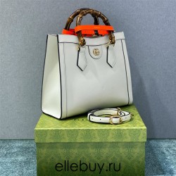 Gucci Bamboo Diana, White, Full Leather, Model: 660195, Size: 27x24x11cm