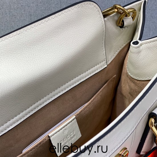 Gucci Bamboo Diana, White, Full Leather, Model: 660195, Size: 27x24x11cm