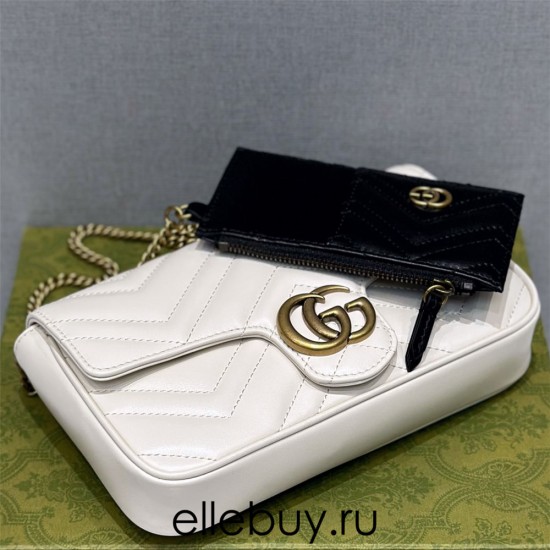 Gucci GG Marmont, White, 21cm, Model: 751526, Size: 21x12x5cm