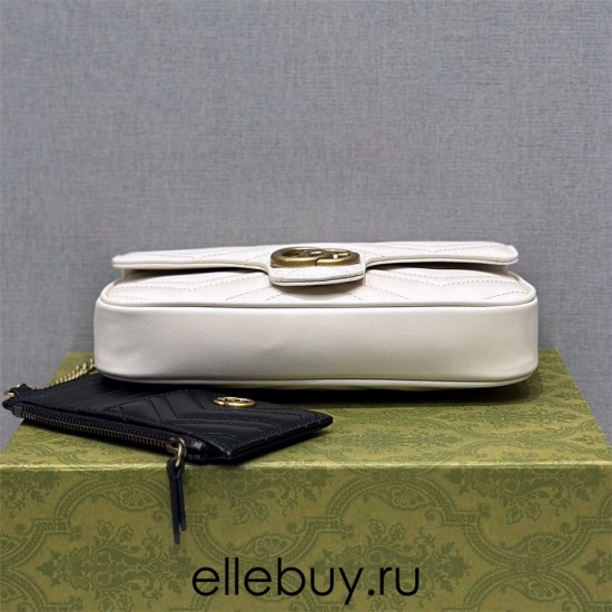 Gucci GG Marmont, White, 21cm, Model: 751526, Size: 21x12x5cm