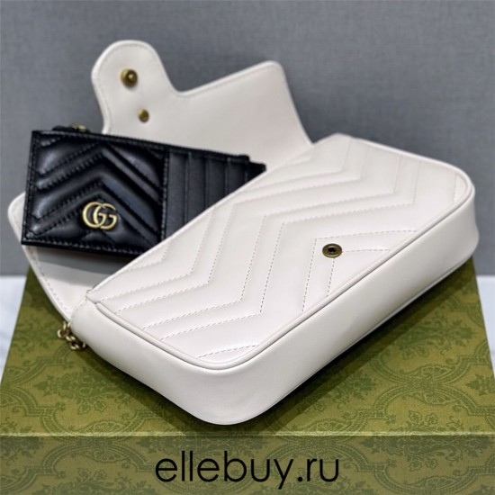 Gucci GG Marmont, White, 21cm, Model: 751526, Size: 21x12x5cm