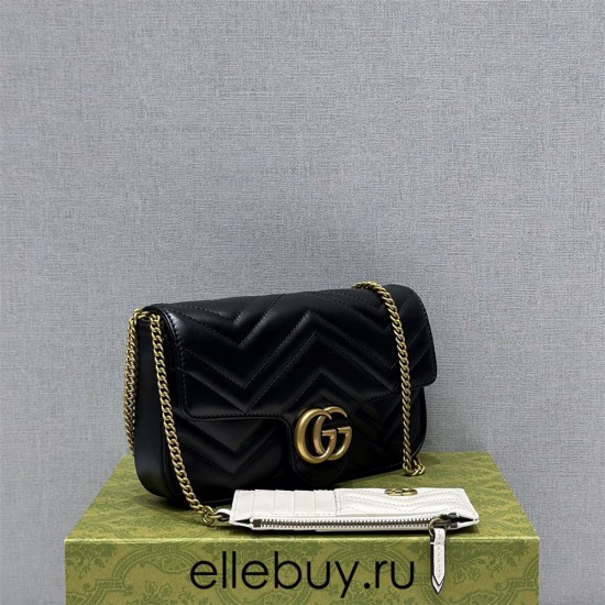 Gucci GG Marmont, Black, 21cm, Model: 751526, Size: 21x12x5cm