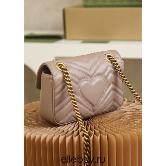 Gucci GG Marmont, 22cm, Pink, Model: 446744, Size: 22x13x6cm