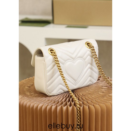 Gucci GG Marmont, 22cm, White, Model: 446744, Size: 22x13x6cm