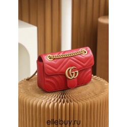 Gucci GG Marmont, 22cm, Red, Model: 446744, Size: 22x13x6cm