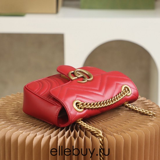 Gucci GG Marmont, 22cm, Red, Model: 446744, Size: 22x13x6cm