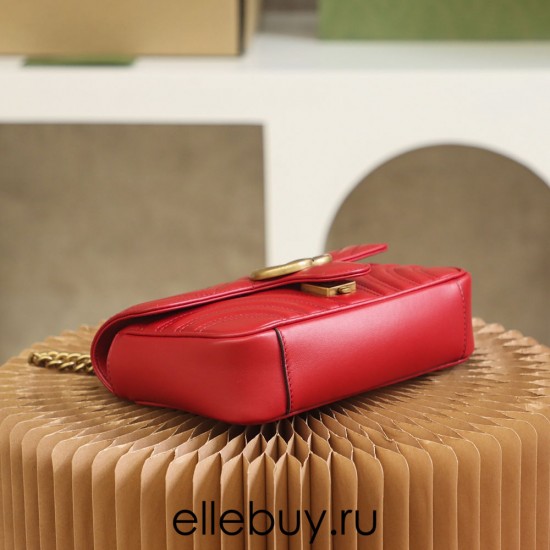 Gucci GG Marmont, 22cm, Red, Model: 446744, Size: 22x13x6cm