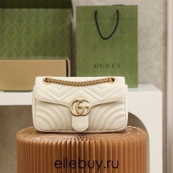 Gucci GG Marmont, 26cm, White, Model: 443497, Size: 26x15x7cm