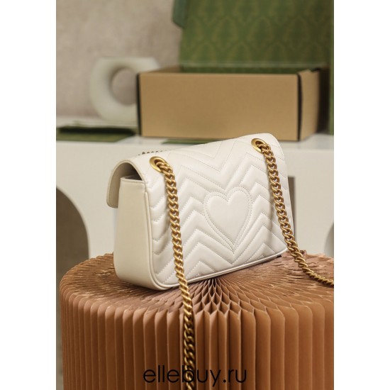 Gucci GG Marmont, 26cm, White, Model: 443497, Size: 26x15x7cm