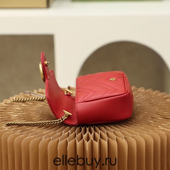 Gucci GG Marmont, 16.5cm, Red, Model: 476433, Size: 16.5x10.2x5.1cm