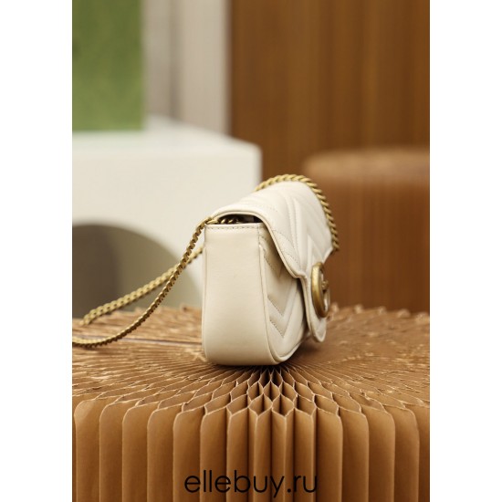 Gucci GG Marmont, 16.5cm, White, Model: 476433, Size: 16.5x10.2x5.1cm