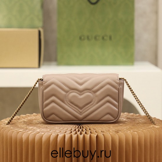 Gucci GG Marmont, 16.5cm, Pink, Model: 476433, Size: 16.5x10.2x5.1cm