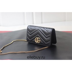 Gucci GG Marmont Mini, 18cm, Black, Model: 488426, Size: 18x10.5x4.5cm