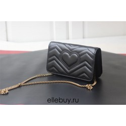 Gucci GG Marmont Mini, 18cm, Black, Model: 488426, Size: 18x10.5x4.5cm