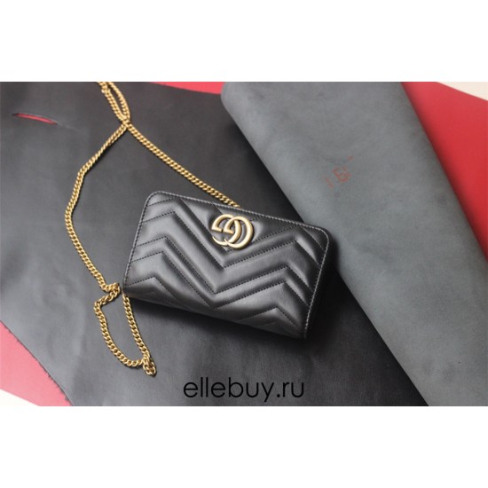 Gucci GG Marmont Mini, 18cm, Black, Model: 488426, Size: 18x10.5x4.5cm