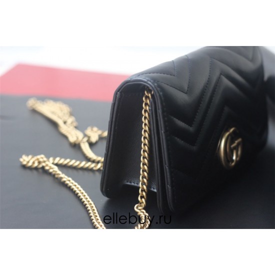 Gucci GG Marmont Mini, 18cm, Black, Model: 488426, Size: 18x10.5x4.5cm